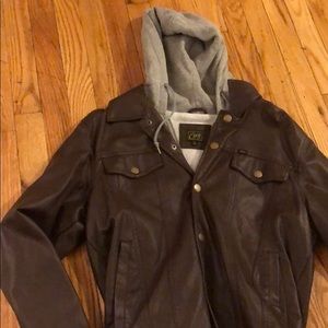 Hooded Leather Jacket (NEVER WORN)